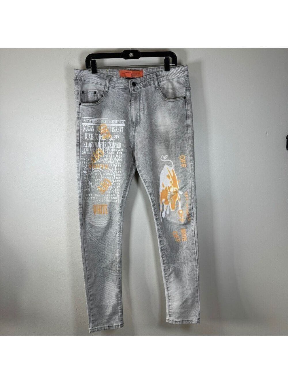 Off-White  c/o Virgil Abloh Main Label 2013 Orange Graphic Skinny Jeans size 36
